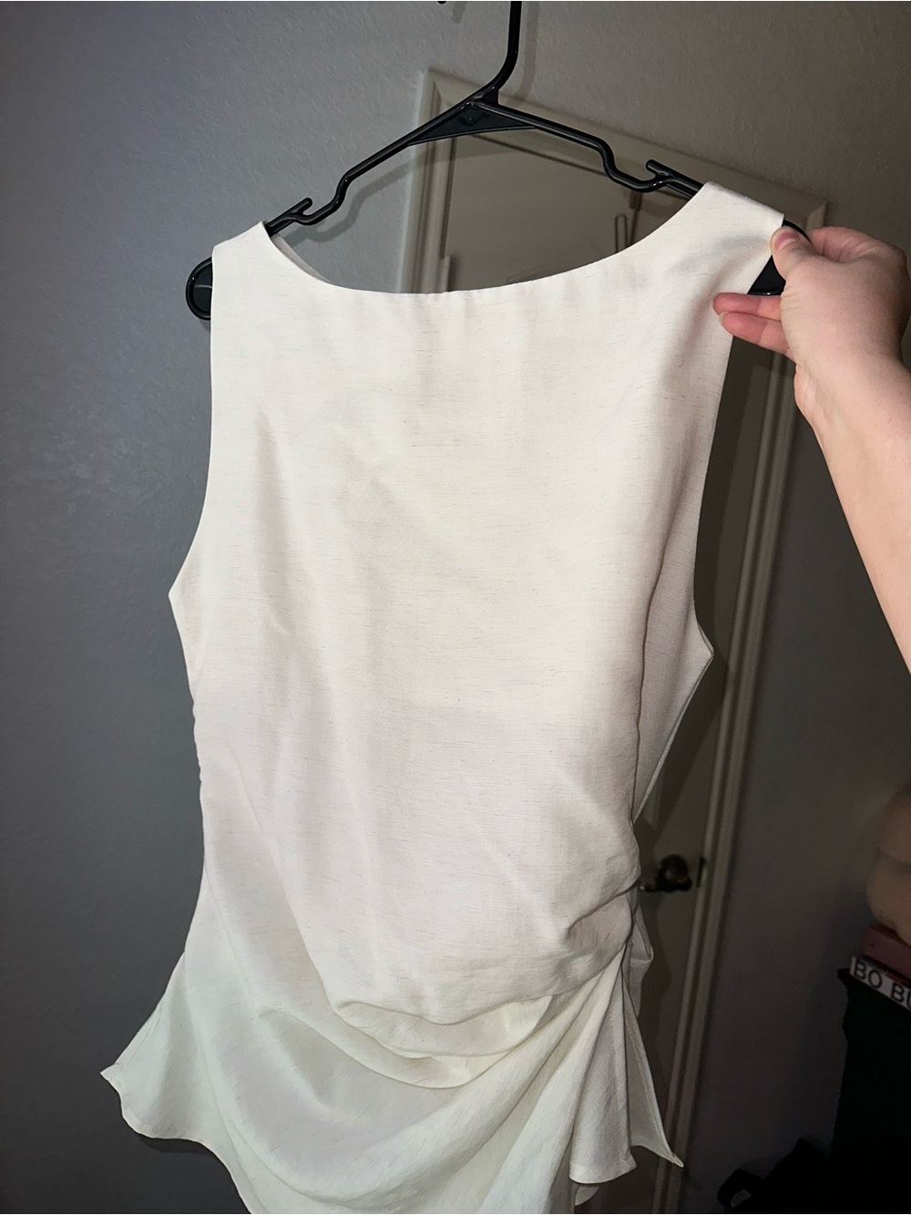 Women’s Sleeveless Boatneck Blouse in Cream - Picture 9 of 9